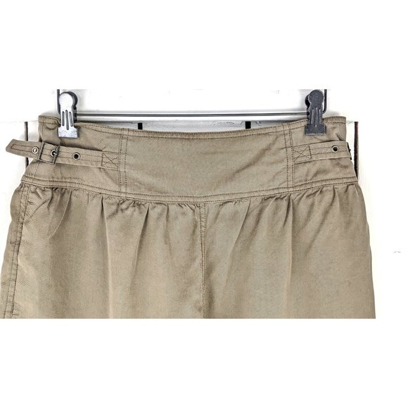Trouve dark khaki tencel pleated belt buckle short trouser shorts 6 - Picture 3 of 6